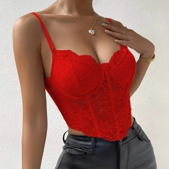 Luxe Floral Lace Corset Crop Top - Picture 5 of 15